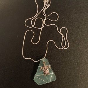 Sea turtle, sea glass necklace
